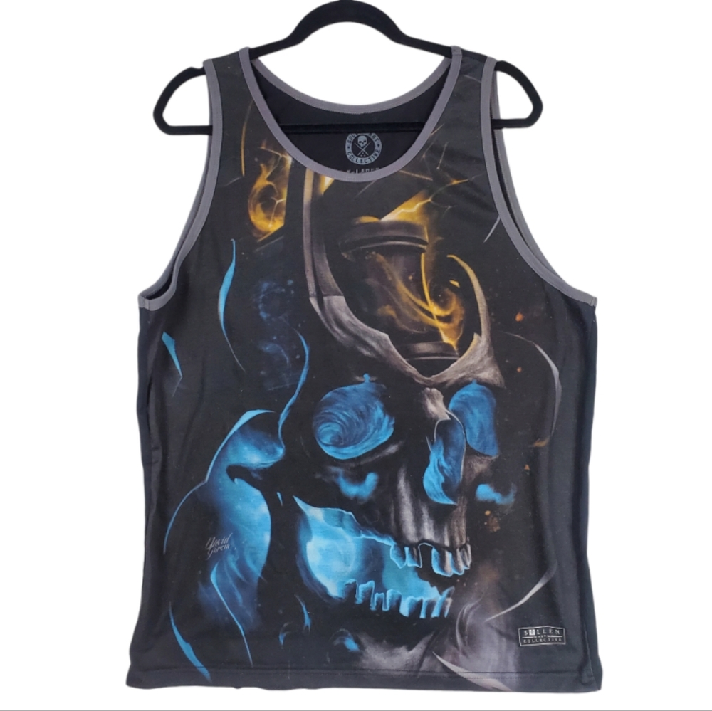 SULLEN ARTS COLLECTIVE Men's Tank Top Size XL Black and Blue Skull
